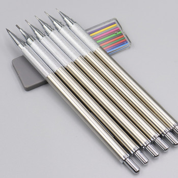 Метален автоматичен молив с 0,3/0,5/0,7/0,9/1,3/2,0 MM олово Изцяло метален автоматичен нисък център на тежестта Неплъзгаща се ръкохватка Неръждясва