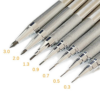 0,3 мм ~ 3,0 мм метални механични моливи, висококачествени 2B художествени рисунки, автоматичен молив, изцяло от неръждаема стомана, писалка с медна сърцевина