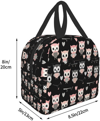 Cute Owl Lunch Bag for Women Men Bento Tote Bag Insulated Lunch Box Θερμικές τσάντες για πικ-νικ Βαρκάδα στην παραλία Ψάρεμα