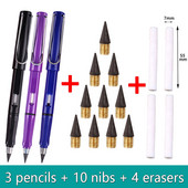 17db/Szett Infinity ceruzák élezés nélkül Eternity ceruzák tinta nélkül Kawaii Unlimited tollak Művészeti kellékek Iskolai levélpapír hegyes radír