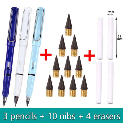 17db/Szett Infinity ceruzák élezés nélkül Eternity ceruzák tinta nélkül Kawaii Unlimited tollak Művészeti kellékek Iskolai levélpapír hegyes radír