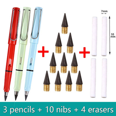 17db/Szett Infinity ceruzák élezés nélkül Eternity ceruzák tinta nélkül Kawaii Unlimited tollak Művészeti kellékek Iskolai levélpapír hegyes radír