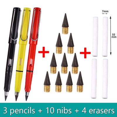 17db/Szett Infinity ceruzák élezés nélkül Eternity ceruzák tinta nélkül Kawaii Unlimited tollak Művészeti kellékek Iskolai levélpapír hegyes radír