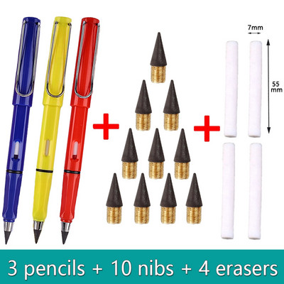 17db/Szett Infinity ceruzák élezés nélkül Eternity ceruzák tinta nélkül Kawaii Unlimited tollak Művészeti kellékek Iskolai levélpapír hegyes radír
