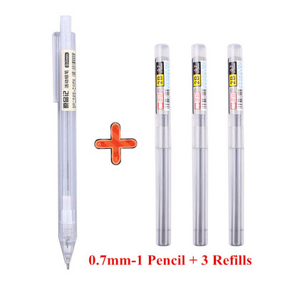 Mechanikus ceruzák utántöltőkkel készlet 2B 0,5 0,7 mm átlátszó rajzírási kellékek japán stílusú írószerek