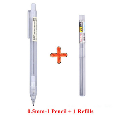 Mechanikus ceruzák utántöltőkkel készlet 2B 0,5 0,7 mm átlátszó rajzírási kellékek japán stílusú írószerek
