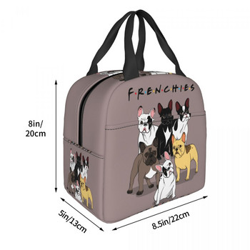 Αστεία Frenchies French Bulldog τσάντα μεσημεριανού γεύματος για γυναίκες με θερμομόνωση θερμομονωτικό κουτί φαγητού για παιδιά Σχολικά παιδιά Τσάντες τροφίμων