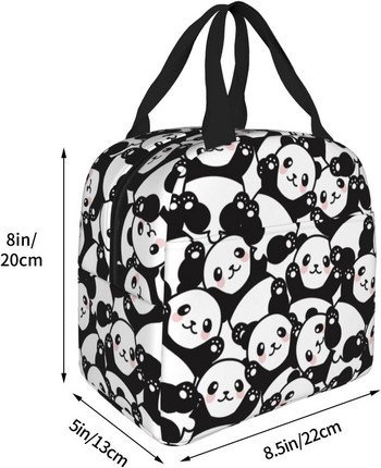 Τσάντα μεσημεριανού γεύματος με μοτίβο κινούμενων σχεδίων Panda με μπροστινή τσάντα για αγόρια και κορίτσια Φοιτητική τσάντα κουτί μεσημεριανού γεύματος με προστασία από διαρροές