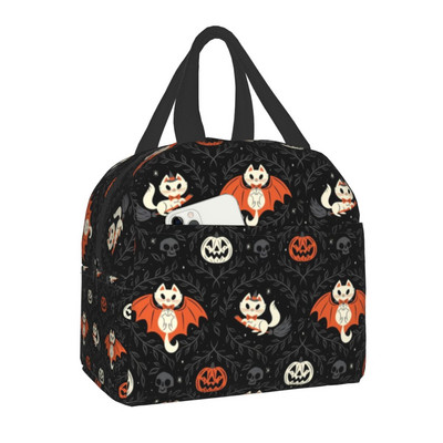 Herb Witch mintás szigetelt ebédlőtáska iskolai irodába Halloween Macskakoponya Szivárgásmentes Hűtő Bento Box Női Gyermekek