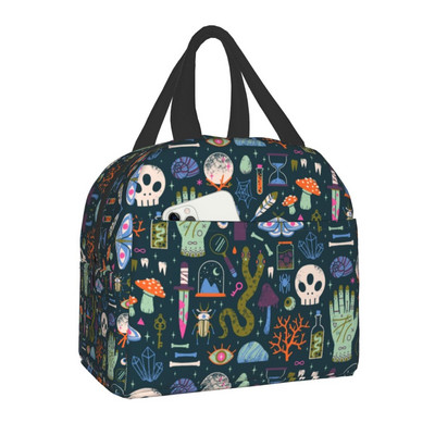 Herb Witch mintás szigetelt ebédlőtáska iskolai irodába Halloween Macskakoponya Szivárgásmentes Hűtő Bento Box Női Gyermekek