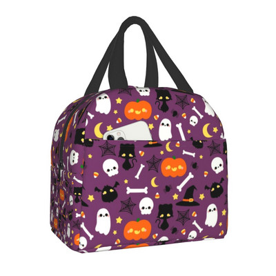 Herb Witch mintás szigetelt ebédlőtáska iskolai irodába Halloween Macskakoponya Szivárgásmentes Hűtő Bento Box Női Gyermekek