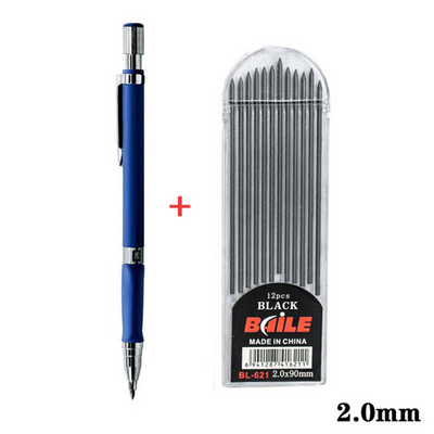 2,0 mm-es mechanikus ceruza Creative 2B automatikus ceruza 12 db-os szürke/színes ceruza készlettel rajzceruza-levélpapírokhoz