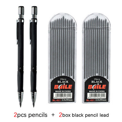 2,0 mm-es mechanikus ceruza Creative 2B automatikus ceruza 12 db-os szürke/színes ceruza készlettel rajzceruza-levélpapírokhoz