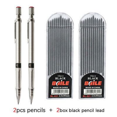 2,0 mm-es mechanikus ceruza Creative 2B automatikus ceruza 12 db-os szürke/színes ceruza készlettel rajzceruza-levélpapírokhoz