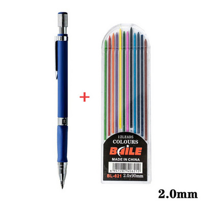 2,0 mm-es mechanikus ceruza Creative 2B automatikus ceruza 12 db-os szürke/színes ceruza készlettel rajzceruza-levélpapírokhoz