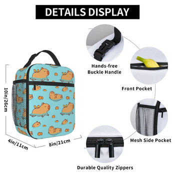 Cute Capybara Swimming Kawaii Capy Insulated Lunch Boxes Σχολικό δοχείο για μεσημεριανό γεύμα Φορητό Casual Cooler Thermal Lunch Bag