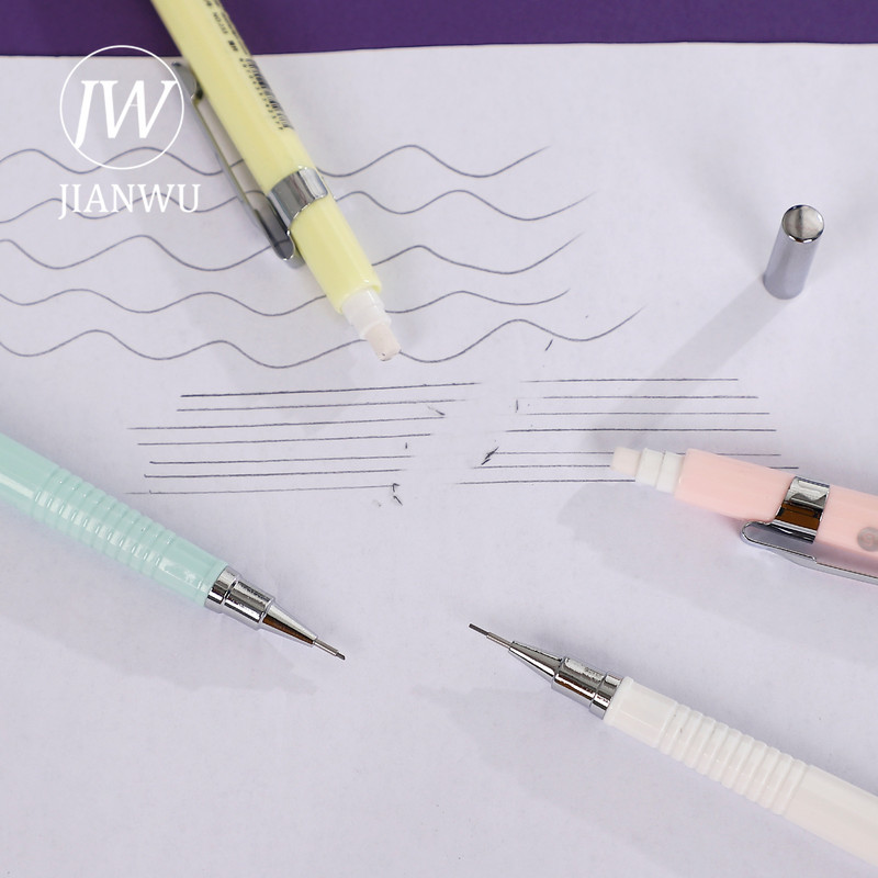 JIANWU 1 buc. Creion mecanic Push Color Macaron 0,5 mm HB Reumplere Student Desen Scriere Creion automată Papetărie
