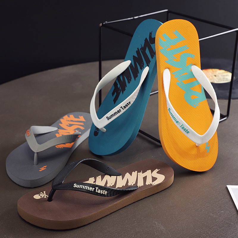 WTEMPO Summer Personality Art Flip-flops pentru interior și exterior, la modă, cu relief, papuci pentru bărbați, cu scrisoare, pentru petrecerea timpului liber, sandale de plajă