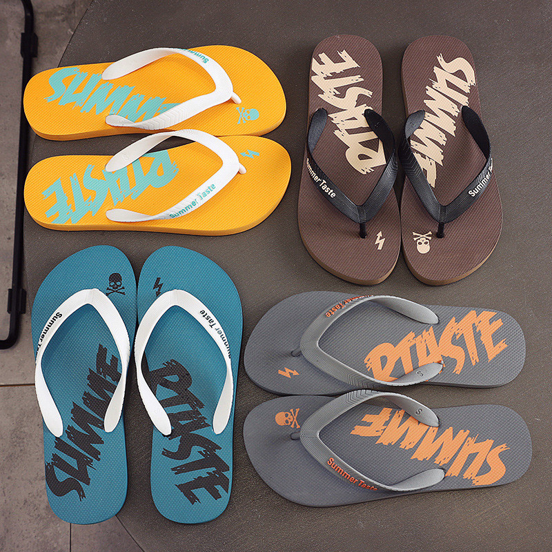 WTEMPO Summer Personality Art Flip-flops pentru interior și exterior, la modă, cu relief, papuci pentru bărbați, cu scrisoare, pentru petrecerea timpului liber, sandale de plajă