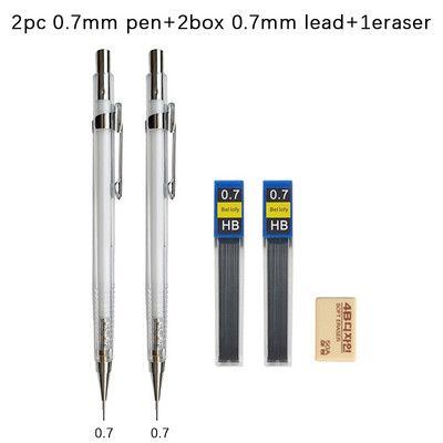 0,3 0,5 0,7 0,9 mm Απλό Διαφανές Μηχανικό Σετ Μολύβι με Μόλυβες Kawaii Clear Automatic Pencil for Student Writing Painting