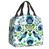 Polish Folk Birds Insolated Lunch Bag Poland Floral Print Portable Thermal Cooler Lunch Box για γυναίκες Παιδιά σχολικές τσάντες