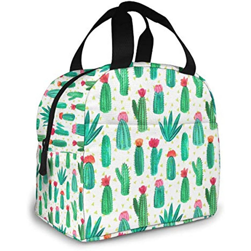 Geantă termică de prânz cu cactus drăguț pentru bărbați și femei, cutie de prânz pentru frigider, rezistentă la scurgeri - birou, școală, picnic, plajă