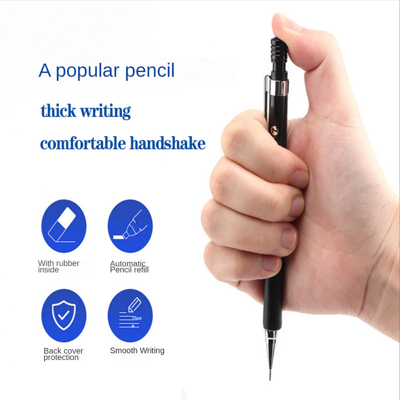 2 buc 0,7 mm/0,5 mm HB creion negru mecanic automat cu radieră pentru copii schiță artă desen pictură rechizite școlare papetărie