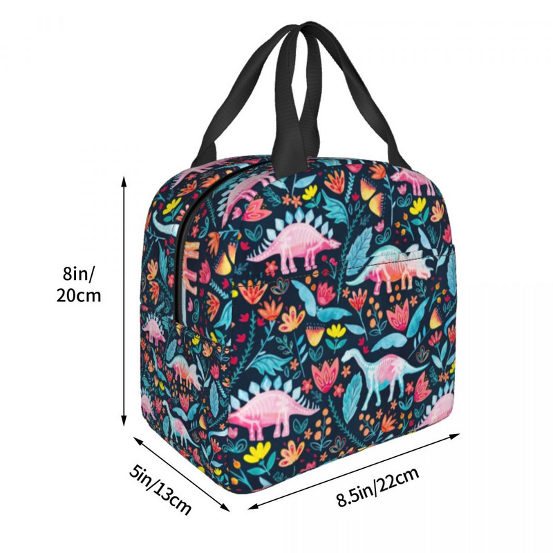Geantă de prânz cu model de dinozaur drăguț pentru femei, termică, caldă, cutie de prânz izolată pentru copii, lucru la școală, picnic, genți de tote pentru alimente
