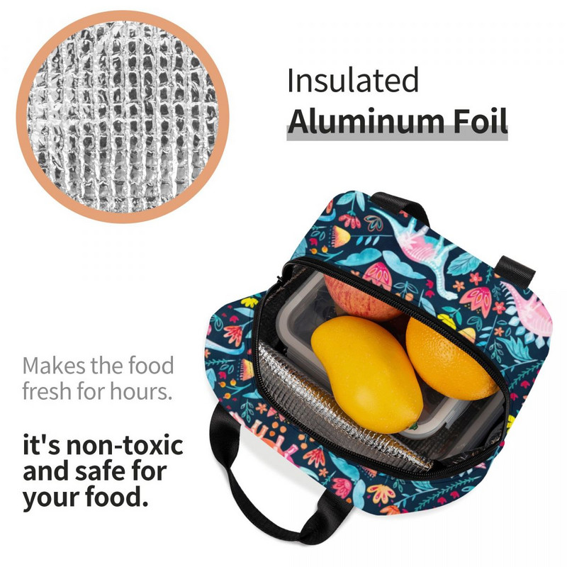 Geantă de prânz cu model de dinozaur drăguț pentru femei, termică, caldă, cutie de prânz izolată pentru copii, lucru la școală, picnic, genți de tote pentru alimente