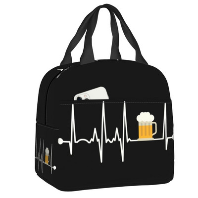 Beer Heartbeat szigetelt ebédlőtáska nőknek újrahasznosítható hőhűtő étel ebéddoboz Munka Iskolai utazási piknik hordtáskák