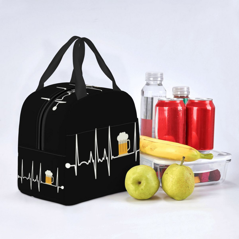 Geantă de prânz izolată pentru bătăi de inimă, pentru femei, răcitoare termică reutilizabilă, cutie de prânz pentru mâncare, genți de tote pentru picnic de călătorie, școală