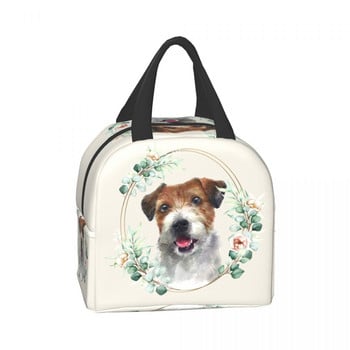 Jack Russell Terrier Dog in Floral Insolated Lunch Bag for Women Resuable Pet Lover Cooler Thermal Lunch Box Τσάντες για πικνίκ