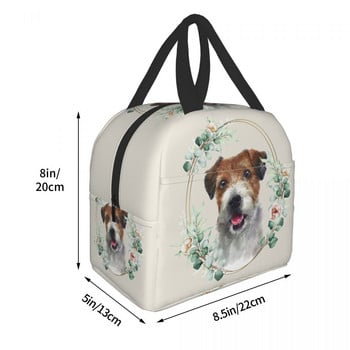 Jack Russell Terrier Dog in Floral Insolated Lunch Bag for Women Resuable Pet Lover Cooler Thermal Lunch Box Τσάντες για πικνίκ