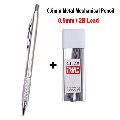 0,5 mm 0,7 mm 2,0 mm fém rozsdamentes acél mechanikus ceruza 2B HB fekete ólom művészethez Sktech rajztervező iroda iskolai írás