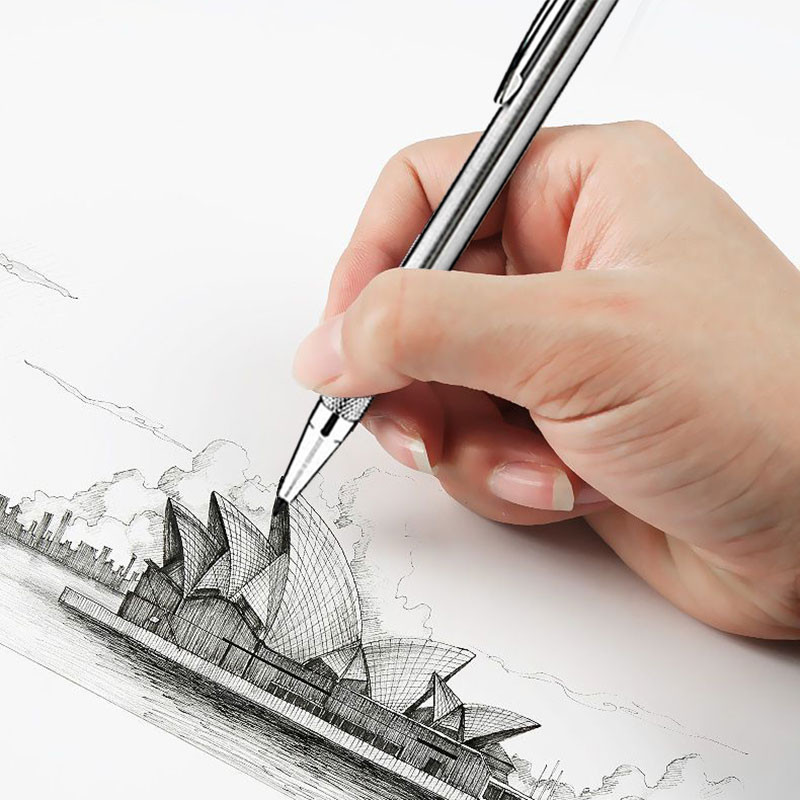 Creion mecanic 0,5 mm 0,7 mm 2,0 mm metal din oțel inoxidabil 2B HB plumb negru pentru artă Sktech Desen Design Birou Scriere școlară