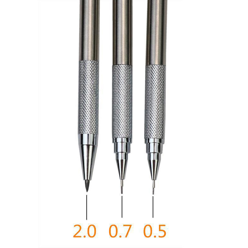Creion mecanic 0,5 mm 0,7 mm 2,0 mm metal din oțel inoxidabil 2B HB plumb negru pentru artă Sktech Desen Design Birou Scriere școlară