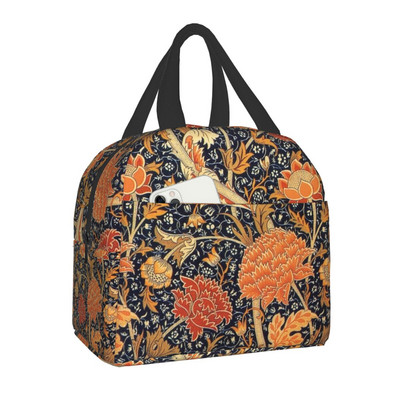 Agár a William Morris Marigolds szigetelt ebédlőtáska nőknek Whippet Dog Cooler Thermal Lunch Box Beach Camping Piknik
