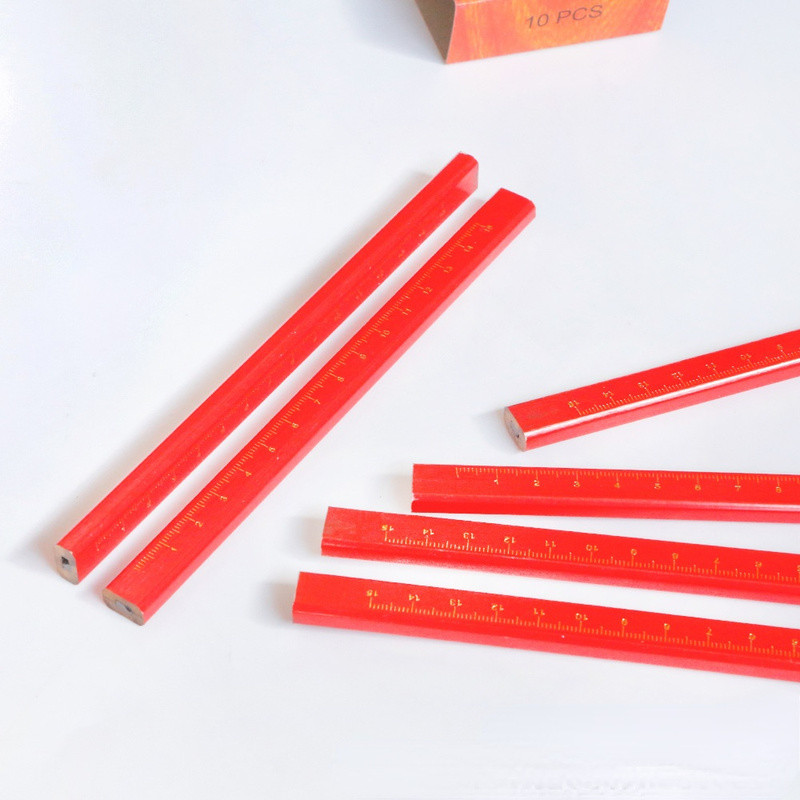 5 buc/cutie Creion clasic octogonal pentru prelucrarea lemnului, oval, aldine, cu scară, pix de marcare pentru construcție de șantier