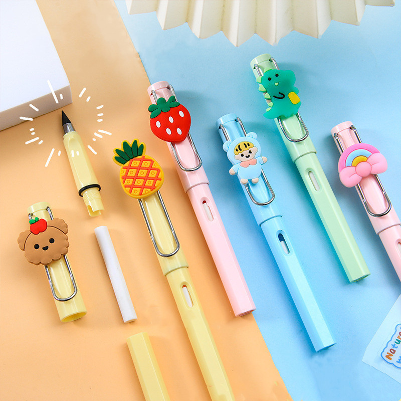 Creion drăguț Creion infinit de desene animate premium Scris nelimitat fără cerneală Pix etern HB cu gumă de șters Materiale pentru schiță artistică de înaltă tehnologie
