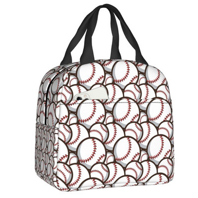 Baseball Softball labdás mintás ebéddoboz nőknek szivárgásmentes hőhűtő, élelmiszer szigetelt ebédtáska, újrafelhasználható piknik hordtáskák