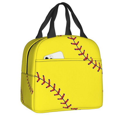 Baseball Softball labdás mintás ebéddoboz nőknek szivárgásmentes hőhűtő, élelmiszer szigetelt ebédtáska, újrafelhasználható piknik hordtáskák