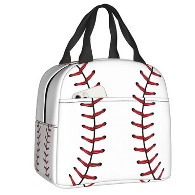 Baseball Softball labdás mintás ebéddoboz nőknek szivárgásmentes hőhűtő, élelmiszer szigetelt ebédtáska, újrafelhasználható piknik hordtáskák