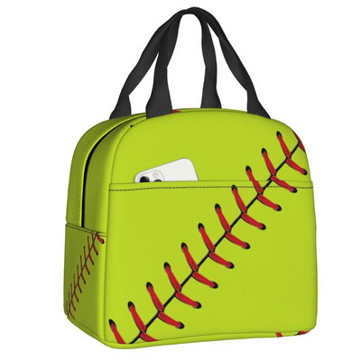 Baseball Softball labdás mintás ebéddoboz nőknek szivárgásmentes hőhűtő, élelmiszer szigetelt ebédtáska, újrafelhasználható piknik hordtáskák