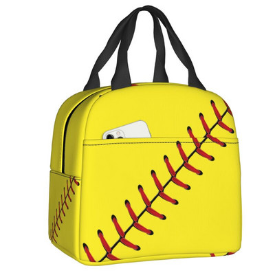 Baseball Softball labdás mintás ebéddoboz nőknek szivárgásmentes hőhűtő, élelmiszer szigetelt ebédtáska, újrafelhasználható piknik hordtáskák