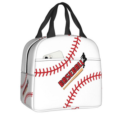 Baseball Softball labdás mintás ebéddoboz nőknek szivárgásmentes hőhűtő, élelmiszer szigetelt ebédtáska, újrafelhasználható piknik hordtáskák