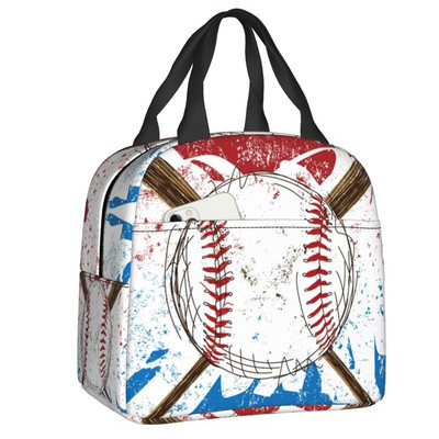 Baseball Softball labdás mintás ebéddoboz nőknek szivárgásmentes hőhűtő, élelmiszer szigetelt ebédtáska, újrafelhasználható piknik hordtáskák