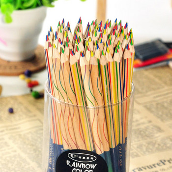 10 бр. Цветни моливи с цвят на дъгата 4 в 1 Цветни моливи за рисуване Канцеларски материали Офис за рисуване Награди за ученици F292