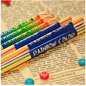 10 бр. Цветни моливи с цвят на дъгата 4 в 1 Цветни моливи за рисуване Канцеларски материали Офис за рисуване Награди за ученици F292