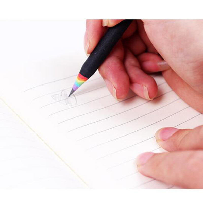 Diák szivárvány papír 2B Kawaii ceruza színátmenetes hengeres toll gyerekeknek ajándék iskolai kellékek környezetvédelem 1db