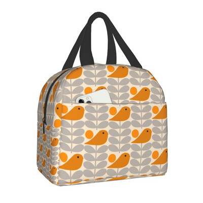 Orla Kiely Bird Insulated Lunch Bags Αδιάβροχο θερμικό ψύκτη Scandinavian Floral Bento Box για Γυναικεία Παιδικά Σχολικά Κουτιά γεύματος